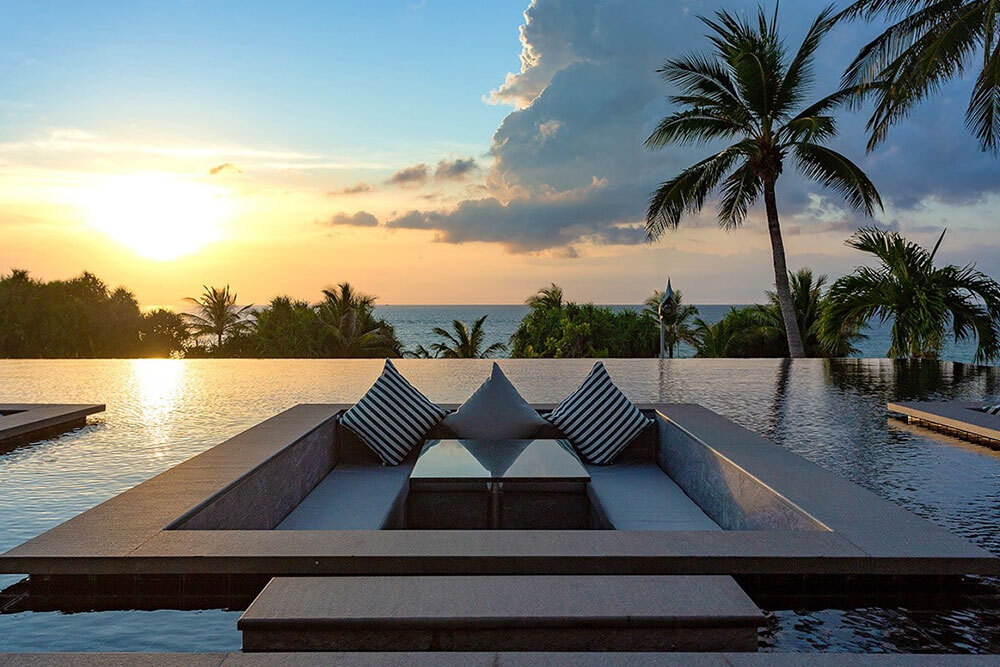 The sunken lounge is the perfect place to relax while enjoying Phuket’s beautiful sunsets.