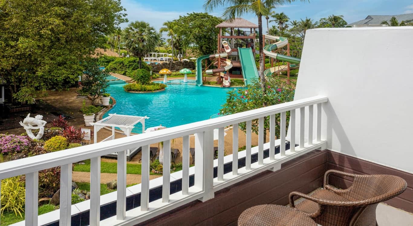 Water Slides and Pool View at Beachfront Resort