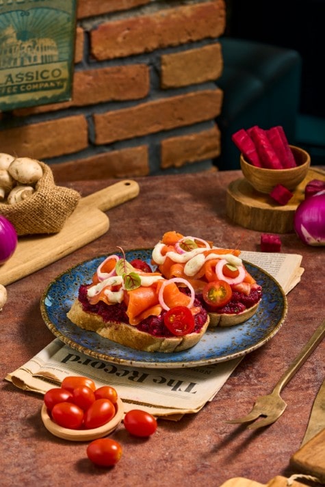 Smoked Salmon Beetroot Open sandwich
