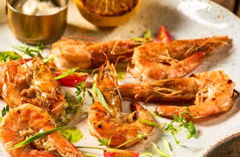 Grilled Tiger Prawns with Tartar Sauce