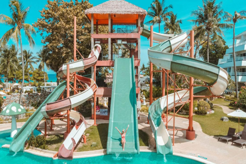 Have fun on giant water slides in Karon Beach, Phuket.