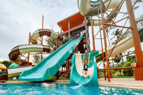Blue Heaven kid’s pool with slides at Thavorn Palm Beach Resort