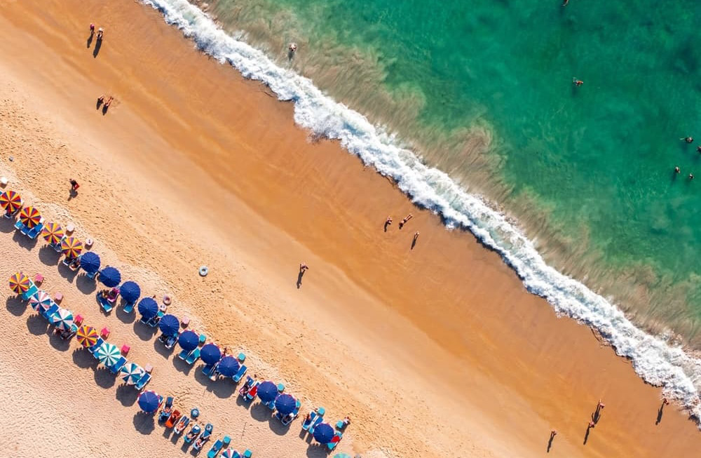 Aerial view of Karon Beach, one of Phuket's longest stretches of coastline on the Andaman Sea